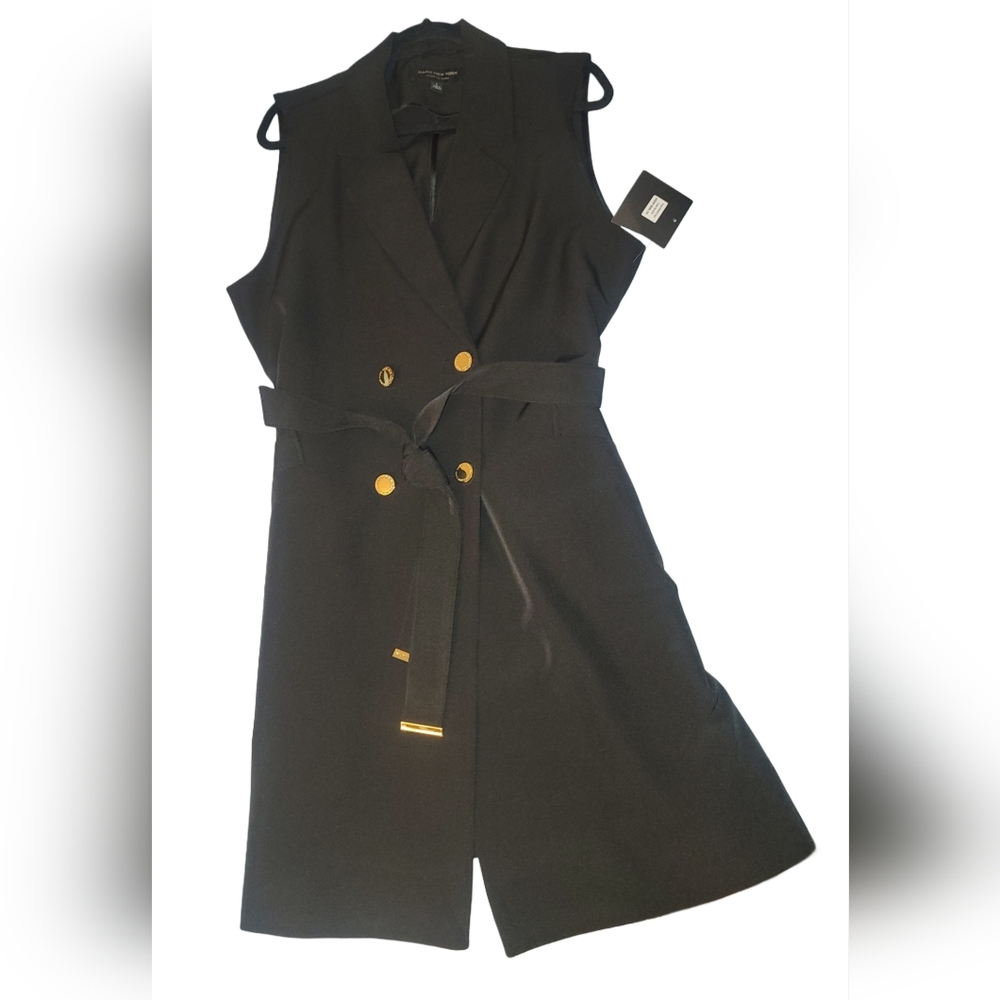 Marc New York "Andrew Marc" Black longline Sleeveless Cardigan Vest